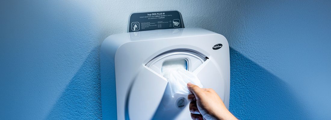 Disinfectant wipes: automatic dispenser Hagleitner