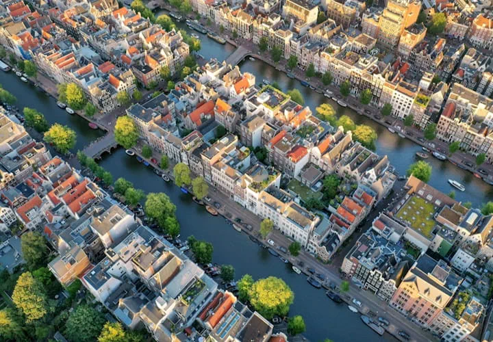 Aerial photo of the city of Amsterdam