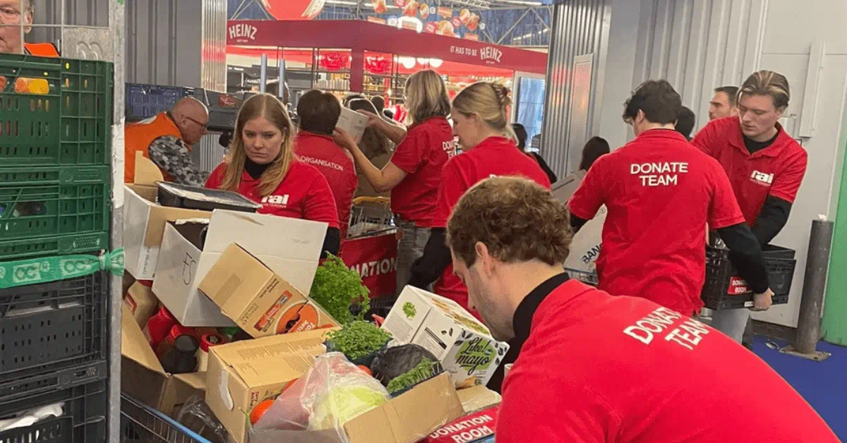 volunteers packing parcels for food banks