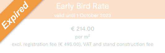early bird rate